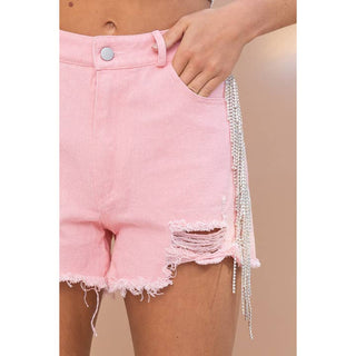 Sassy Rhinestone Denim Shorts