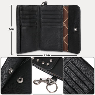 Wrangler Studded Accents Tri-Fold Key-Chain Wallet Coffee