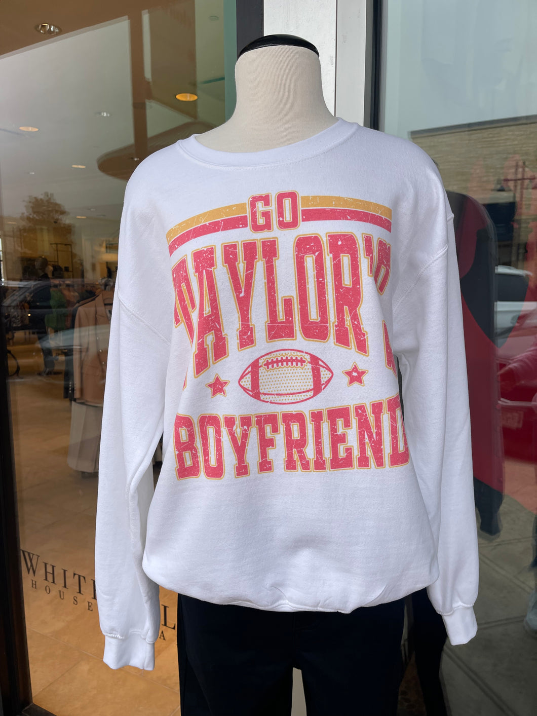 Go Taylor’s Boyfriend White Sweatshirt