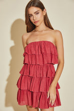 Load image into Gallery viewer, Chloe Ruffle Tube Romper Red
