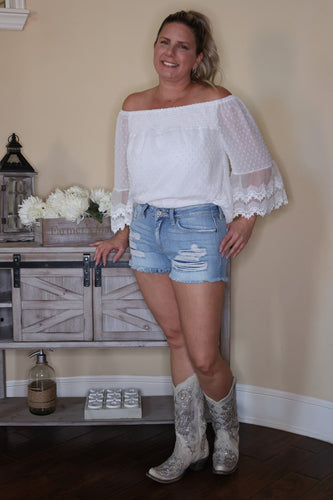 Gizelle Mid Rise Boyfriend Shorts by LuvLeigh Apparel