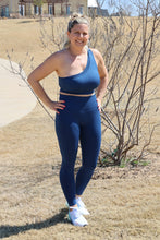 Load image into Gallery viewer, Navy Taking Long Walks Sports Bra by LuvLeigh Apparel
