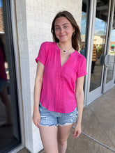 Load image into Gallery viewer, Casey Floral Lace Woven Top Pink

