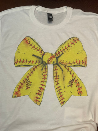 Softball Bow Graphic Crewneck/T-Shirt