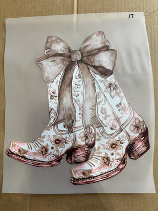 Floral Cowgirl Boots DTF Print