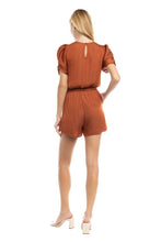 Load image into Gallery viewer, Lacie Ruched V Neck Romper Rust
