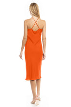 Load image into Gallery viewer, Justice Satin Halter Neck Midi Dress Orange
