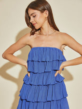Load image into Gallery viewer, Chloe Ruffle Tube Romper Blue
