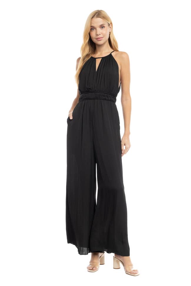Dolly Strappy Wide Leg Jumpsuit Black