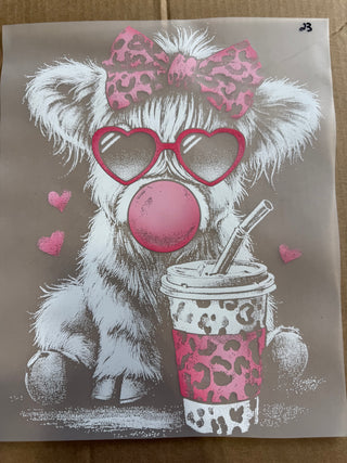 Half Tone Pink Leopard Cow DTF Print