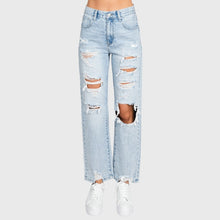 Load image into Gallery viewer, Taylor Distressed High Rise Rigid Easy Straight Jeans
