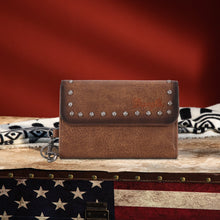 Load image into Gallery viewer, Wrangler Studded Accents Tri-Fold Key-Chain Wallet Coffee
