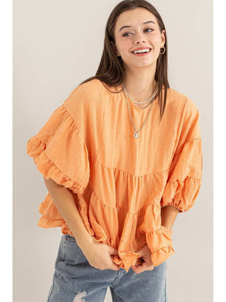 Sadie Babydoll Top Orange