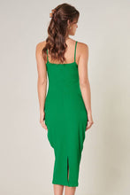 Load image into Gallery viewer, Kingston Green Ribbed Knit Cami Midi Dress
