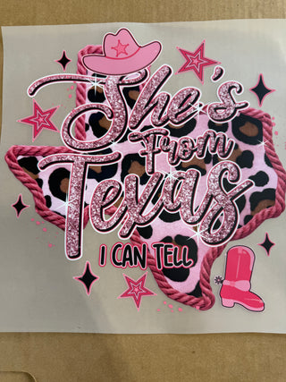 She's From Texas DTF Print