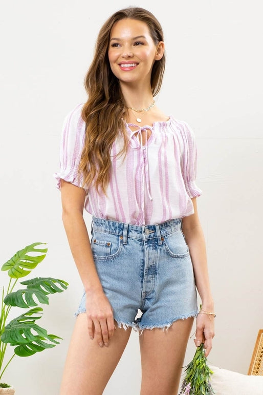 Ella Striped Puff Sleeve Top