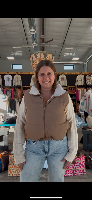 Reversible Zip Up Cropped Puffer Vest