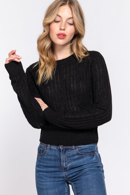 Grace Cable Sweater Black