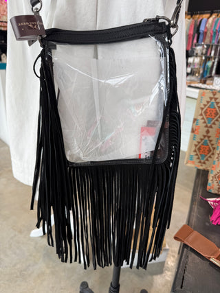 Montana West Western Fringe Clear Stadium Crossbody Bag