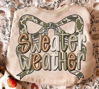 Camo Sweater Weather Graphic Top