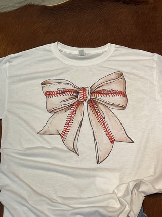 Baseball Bow Graphic Crewneck/T-Shirt