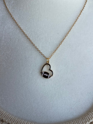Necklace with Heart Football Charm Plated Gold 18"
