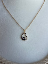 Load image into Gallery viewer, Necklace with Heart Football Charm Plated Gold 18&quot;
