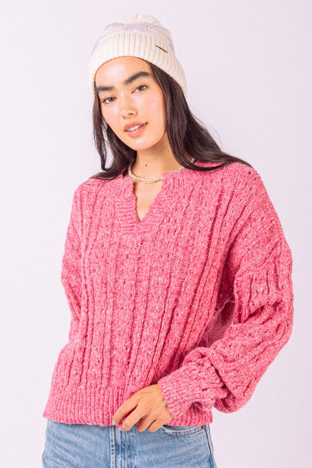 Violet Cable Knit Sweater Pink