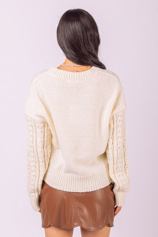 Violet Cable Knit Sweater Cream