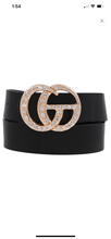 Load image into Gallery viewer, Rhinestone G Buckle Faux Leather Belt
