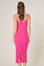 Load image into Gallery viewer, Kingston Fuschia Ribbed Knit Cami Midi Dress
