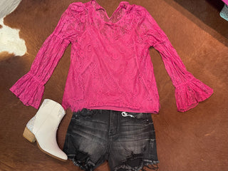 Rae Lace Blouse Fuscia
