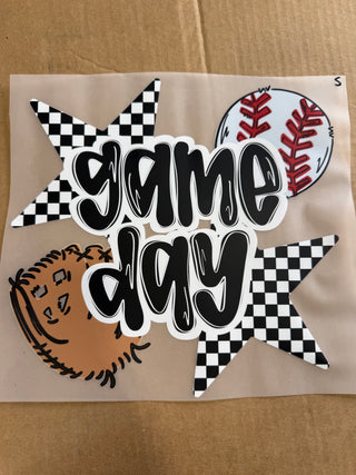 Game Day Checkered Star Baseball DTF Print
