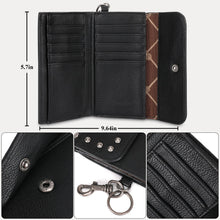 Load image into Gallery viewer, Wrangler Studded Accents Tri-Fold Key-Chain Wallet Brown
