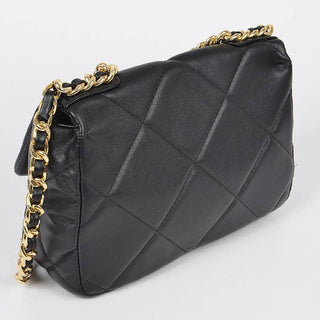 Quilted Faux Leather Clutch Black