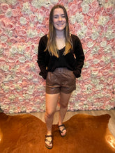 Load image into Gallery viewer, Sunny Faux Leather Shorts Chocolate
