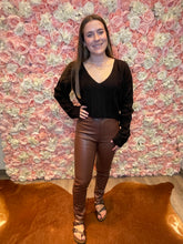 Load image into Gallery viewer, Harper Faux Leather Leggings Fit Pants Chocolate
