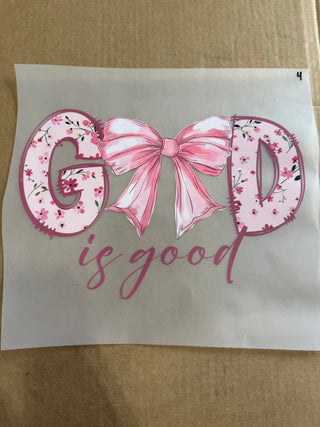 God is Good Pink Bow DTF Print