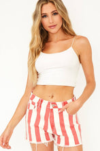 Load image into Gallery viewer, Ryder Striped Denim Shorts w/ Distressed Hem
