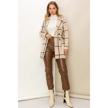 Load image into Gallery viewer, Aria Plaid Belted Coat Brown
