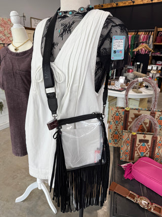 Montana West Western Fringe Clear Stadium Crossbody Bag