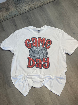 Volleyball Game Day Graphic Blue T-Shirt/Crewneck