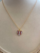 Load image into Gallery viewer, Necklace with Heart Baseball Charm Plated Gold 18&quot;
