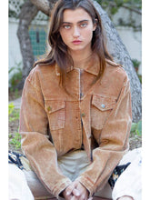 Load image into Gallery viewer, Distressed Hem Corduroy Jacket Brown
