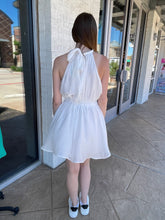 Load image into Gallery viewer, Raven Shirred Elastic Waist Halter Dress
