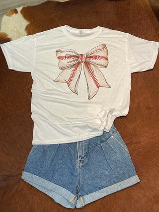 Baseball Bow Graphic Crewneck/T-Shirt