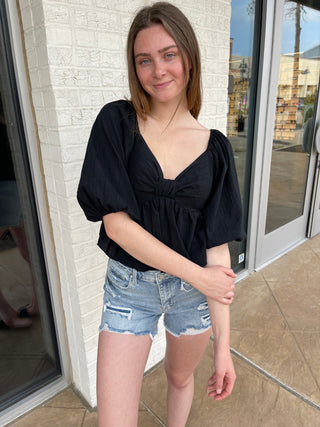Celine Black Babydoll Top