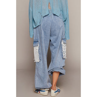 Miami Crochet Patches Distress Jogger