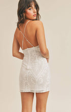 Load image into Gallery viewer, Pearly Paige Lace Open Back Mini Dress
