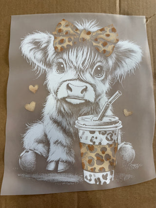 Half Tone Tan Leopard Cow DTF Print